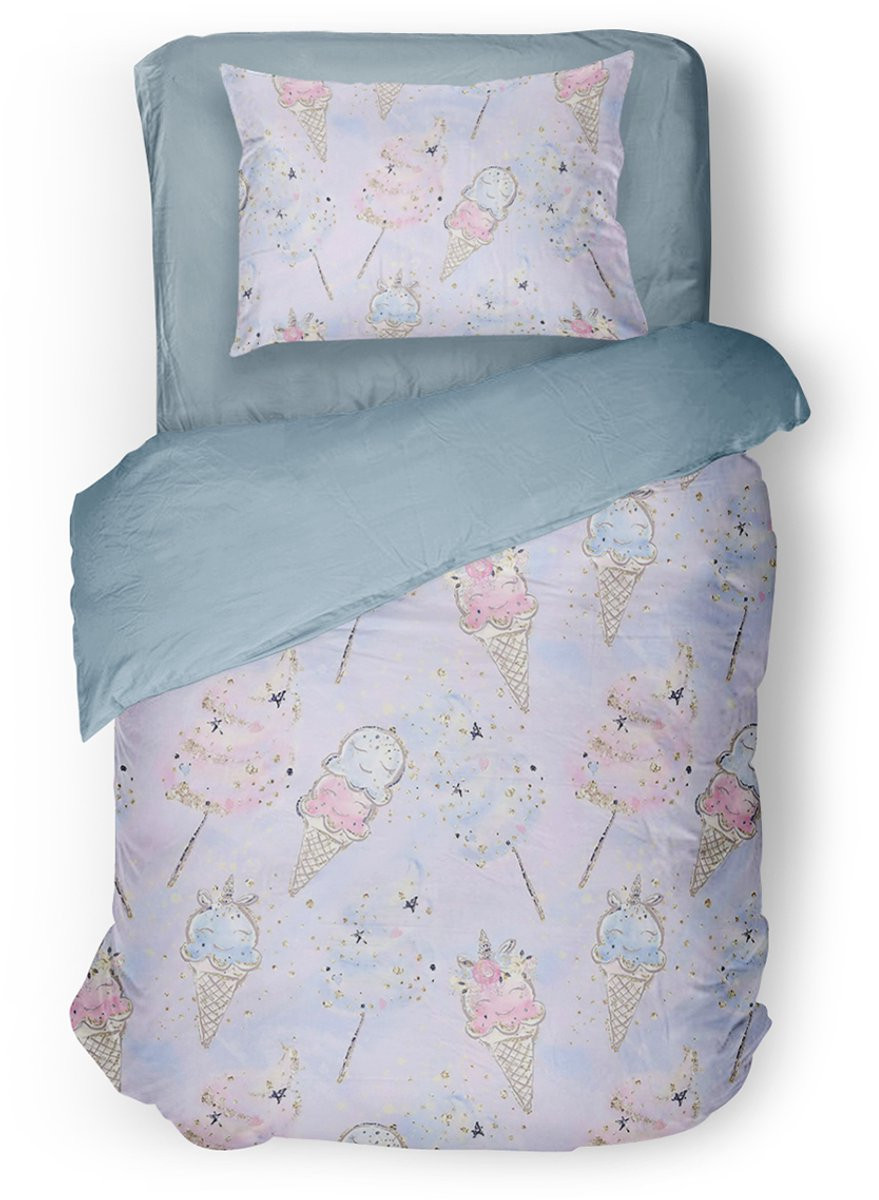Eleganzzz Kinder Dekbedovertrek Sweet Dreams Eenhoorn - Multi - 140x200 cm - Micropercal