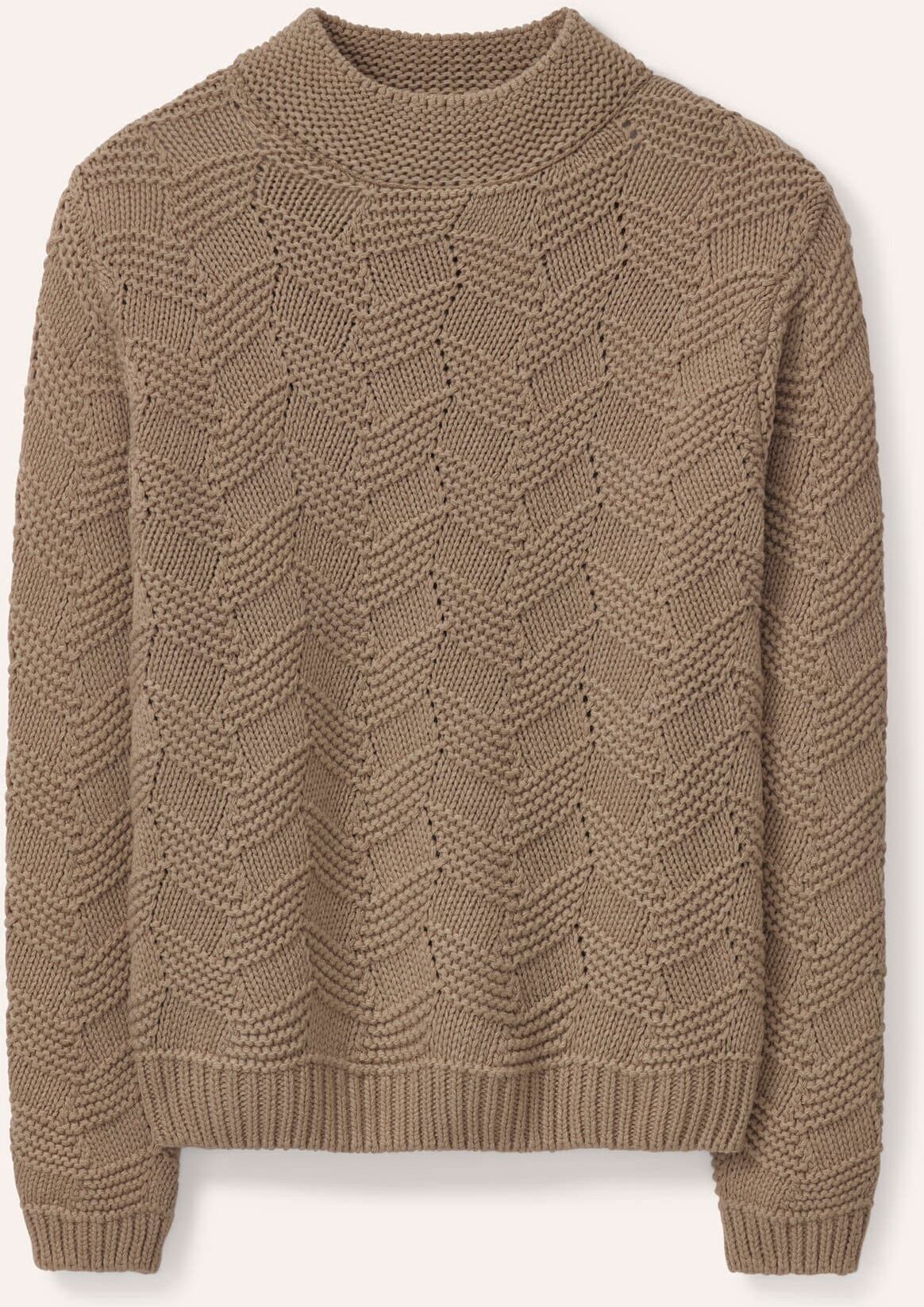 Walbusch Weicher Strukturpullover, normale Größen, Farbe Beige, 36, zeitloser & moderner Look aufwendiges Schachbrett-Muster Damen