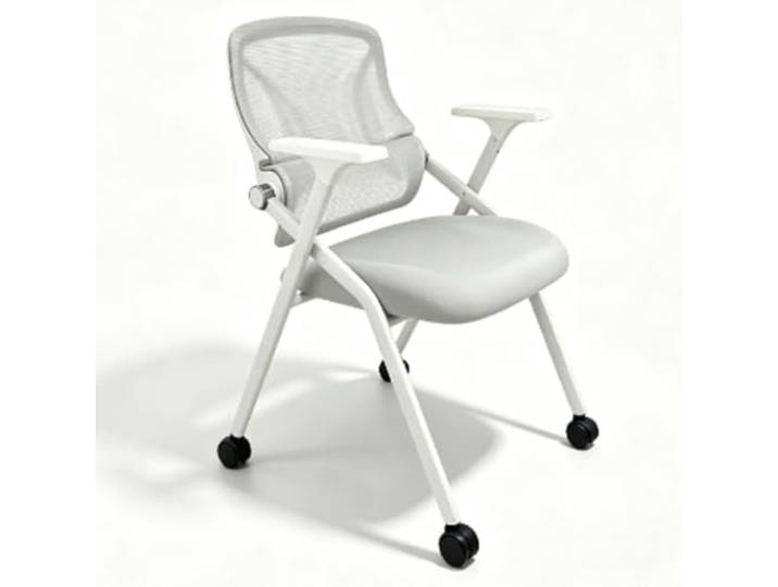 YPIOUREN Esszimmer Stühle, Stuhl mit Armlehne, Stuhl Esszimmer Weiches Sitzkissen, Verstellbare Rückenlehne, Leicht zu Verstauen, Hervorragende Atmungsaktivität(Gray (With wheels))