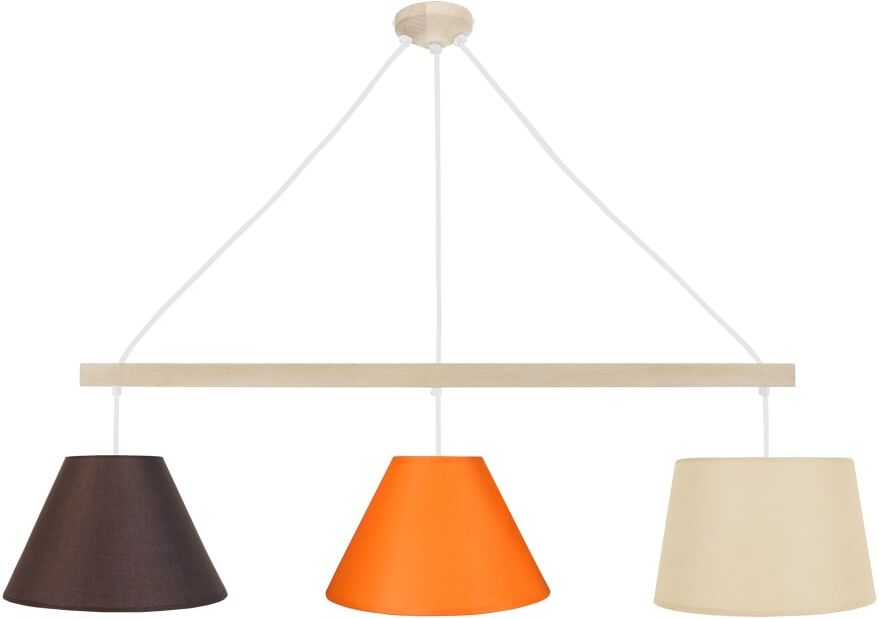 Tosel Lustre bois naturel abatjour tissu multicolore Beige 30x80x30cm