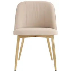 STILVORA Esszimmerstühle 2er-Set Samt Beige mit goldfarbenen Metallbeinen