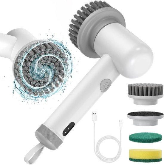 Witte elektrische reinigingsborstel, oplaadbaar en IPX7 waterdicht