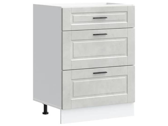 HKTMGDNG Küchenunterschrank Porto Betongrau Holzwerkstoff 60x46x81,5 cm Stabiler Anstellschrank mit verstellbaren Füßen für optimale Raumnutzung in Küche, Speisekammer oder Haushaltsraum.