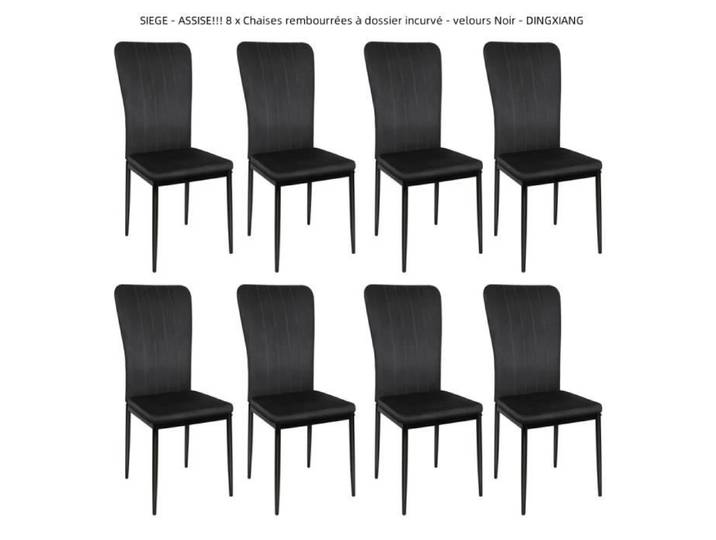 Chaises rembourrées à dossier incurvé - velours Noir - DINGXIANG - Lot de 8