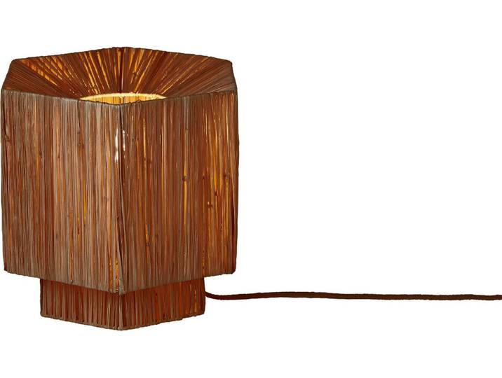 GOOD&MOJO - Lampe de table Panama - Marron foncé - 26x28x26cm Lampe de table - Lampe de chevet\, salon\, chambre à coucher