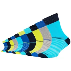 10er Pack camano Mesh Ventilation Crew Socken Kinder 6260 - blue atoll 27-30
