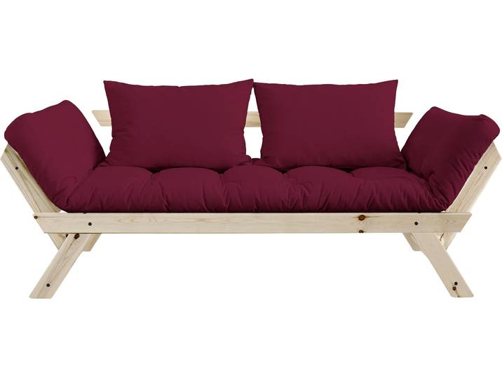 Schlafsofa KARUP DESIGN Bebop, inkl. Futonmatratze – vielseitig klappbar, Breite: 180/200 cm , bunt (bordeauxrot), natur, Sofas, Schlafsofa, inkl. Futonmatratze