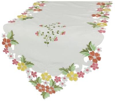 Manor Luxe Colorful Embroidered Flowers Table Runner