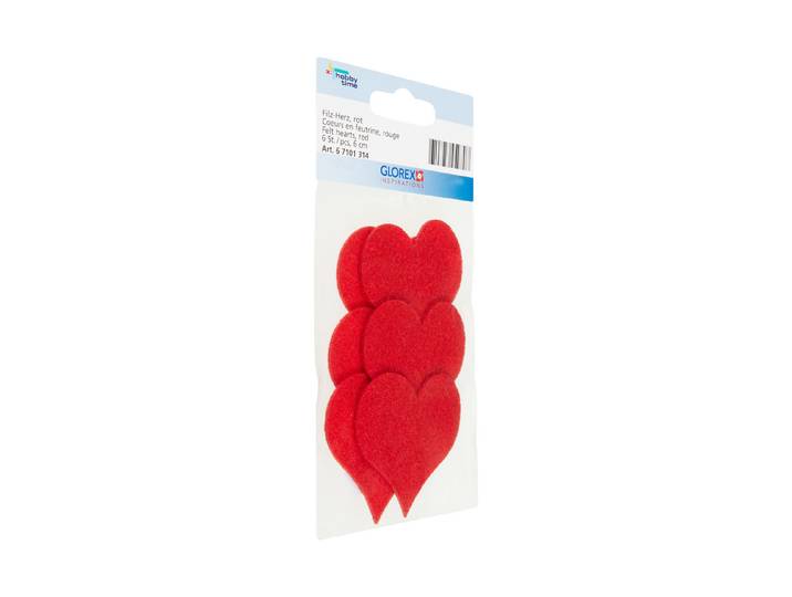 Glorex Filz-Herz Rot 6 Stück 6 cm