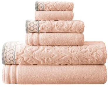 Modern Threads Damask Jacquard 6-piece Embellished Border Towel Set