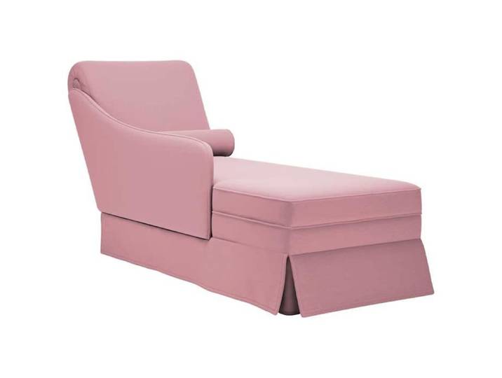 Fauteuil long avec traversin et accoudoir droit rose velours fauteuil fauteuil de détente fauteuil long 4009785