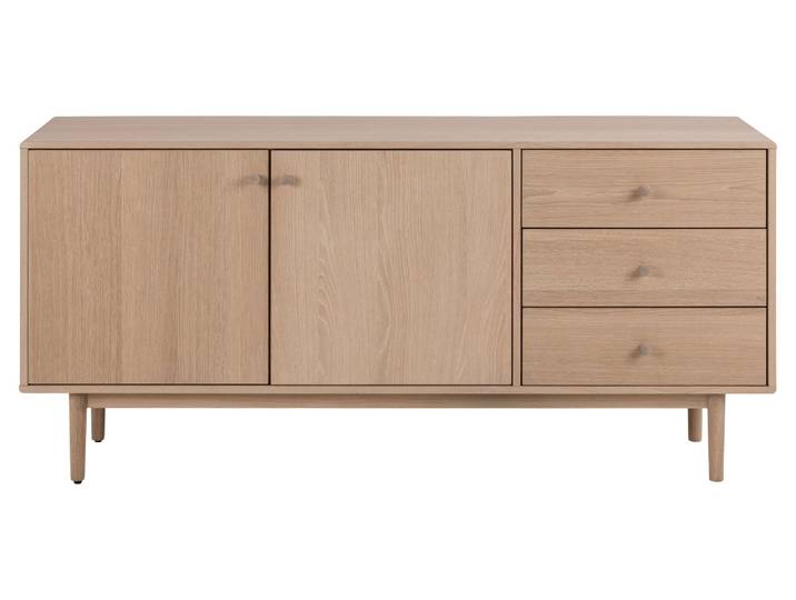 Anrichte ACTONA GROUP Aston , weiss (weiß pigmentiert eiche), B:160cm H:75cm T:40cm, Sideboards, Anrichte, Sideboard, Eiche/furnier, 2 Türen, 2 Böden, 3 Schubladen, 160 cm