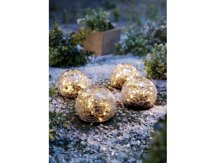 Solar-LED-Kugeln, 4er-Set, Gold