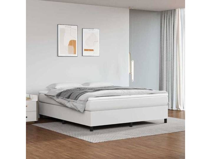 Cadre lit lattes blanc 160x200 cm similicuir structure intégrée rembourrée design chic literie grand format confort