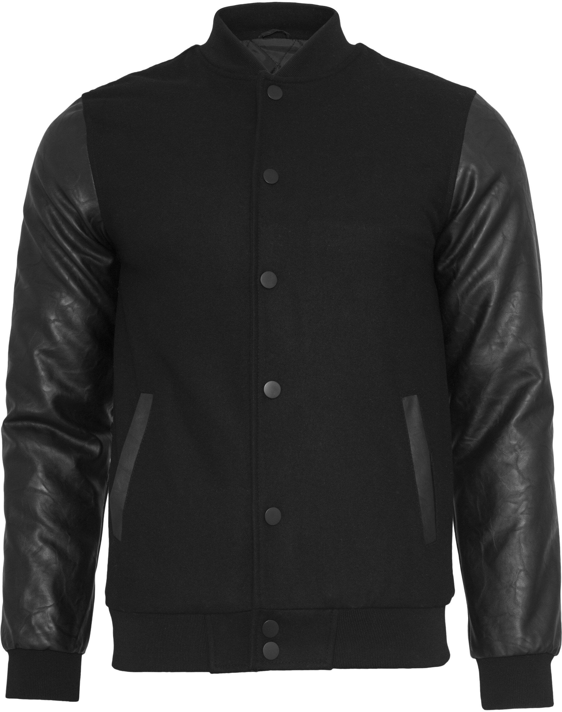 Allwetterjacke URBAN CLASSICS "Urban Classics Herren Oldschool College Jacket", Herren, Gr. XS, schwarz, schwarz, 50% Wolle, 50% Viskose, mehrfarbig, normal, amerikanischer Ausschnitt, Jacken