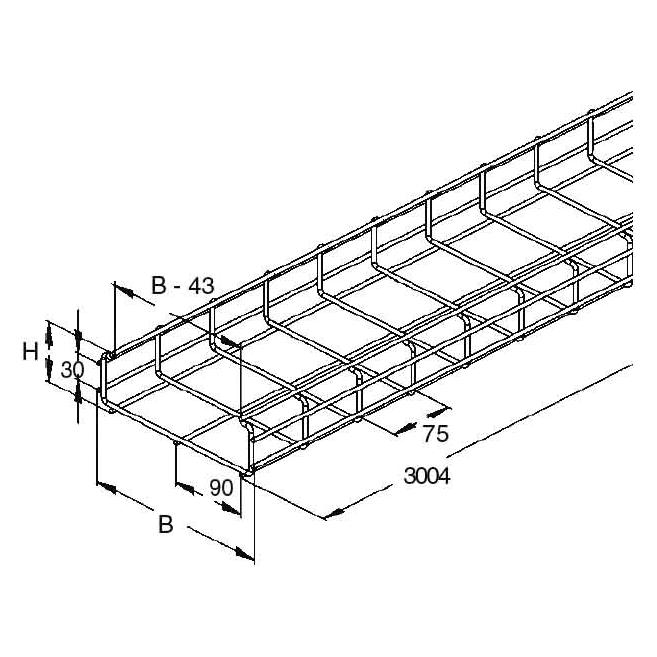 Niedax NIE GRCI 50.050 F Mini-Gitterrinne C-förmig 68x68mm d=4,5mm feuerverz. (GRCI50.050F)