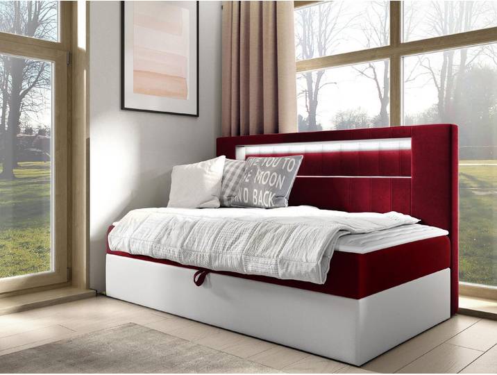 MIRJAN24 Boxspringbett Gold Junior 2 (mit Bettkasten und Beleuchtung), mit Bonellfederkern, Härtegrad - H3