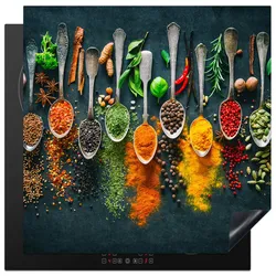 HERDABDECKPLATTE Kräuter - Gewürze - Löffel Induktionsmatte 78x78 cm