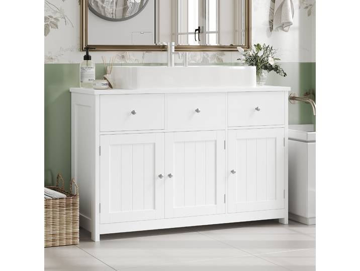 Getone Meuble sous Lavabo Meuble de Salle de Bain Meuble sous Vasque avec 3 Portes 2 Tiroirs Meuble Lavabo Salle de Bain 100x30x61cm Blanc,Vert,Bleu