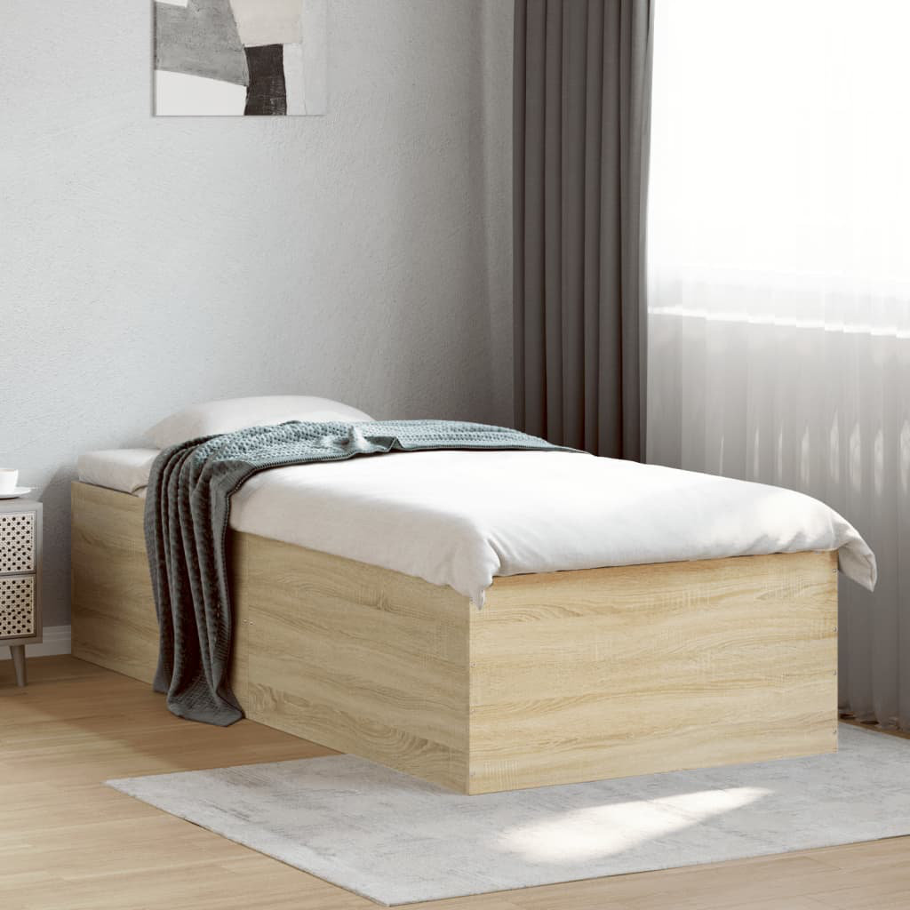 17 Stories Vidaxl Bed Frame Engineered Wood Sonoma Oak European Single (90 x 200cm)