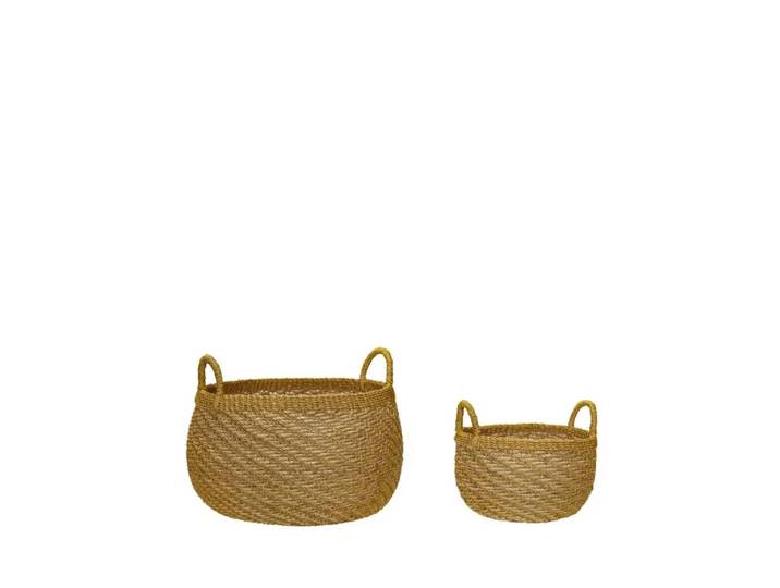 Hübsch Solar Körbe 2er-Pack Natur- gold