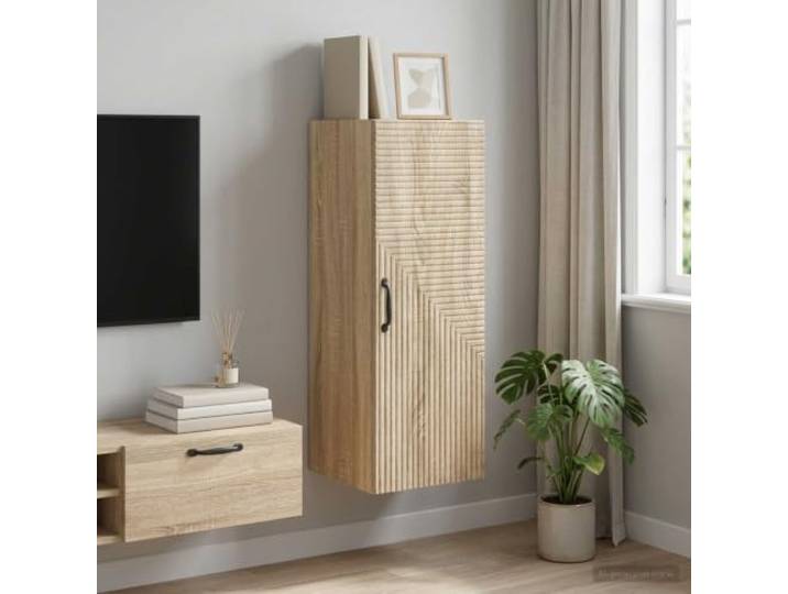 GPWERSDF Wandschrank Sonoma-Eiche 33 x 34,5 x 90 cm Holzwerkstoff Wandmontage, viel Stauraum, robustes Holzwerkstoffmaterial, pflegeleichte Oberfläche, schlankes Design
