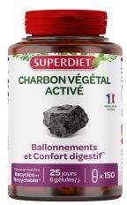 Superdiet Charbon Végétal - Maxi Pot - 150 Gélules - Pot 150 gélules