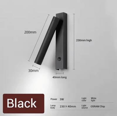 Inspire Curations Nordic Adjustable LED Bedside Reading Wall Lamp black 6000k 3w