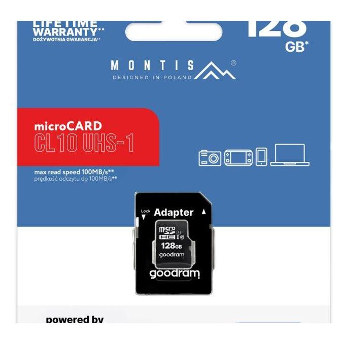 Montiss Karta pamięci microSD 128GB CL10+adapter MT072-128 Montis by Goodram (128 GB, microSDXC) (61796760)