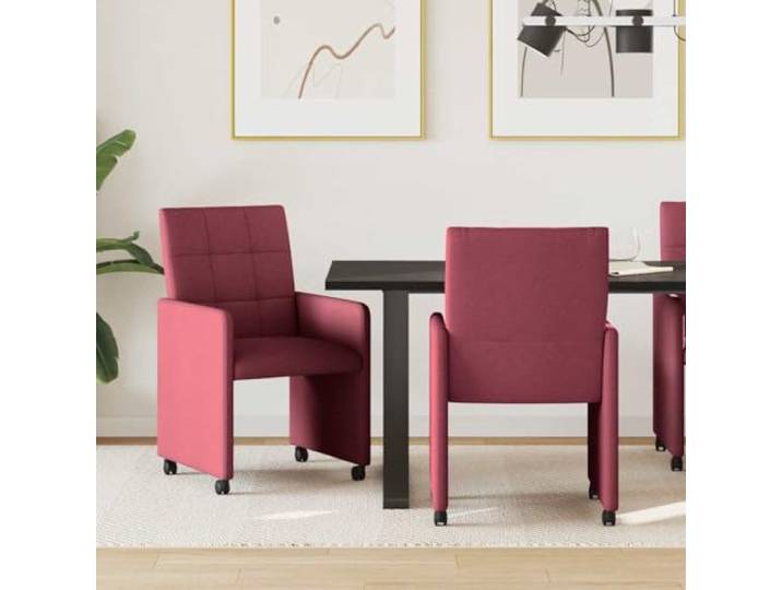 HGPOTUY Esszimmerstühle mit Rollen 2 STK. Stoff Weinrot 58 x 65 x 94 cm Ergonomisches Design, Sperrholz und Metall, Armlehnen, Räder für Mobilität, einfache Montage