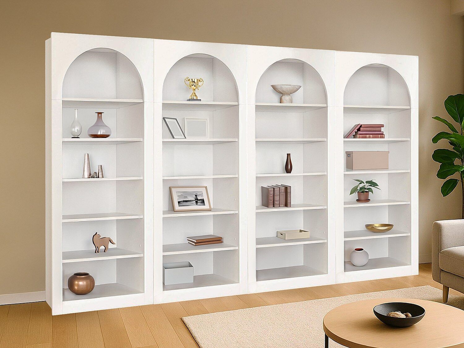Unique Zestaw 4 biblioteczek z 6 wnękami - Biały - CYMORA