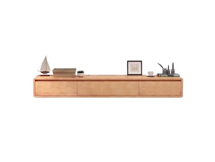 sideboard Schwimmender TV-Ständer aus massivem Holz Wandmontierter TV-Schrank mit Aufbewahrungsschubladen