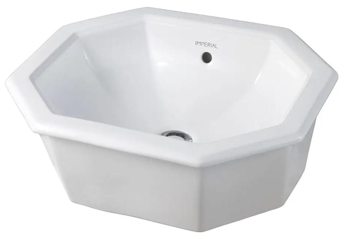 Casa Padrino Luxus Einsatz Waschbecken Weiß 50 x 41,5 x H. 17.5 cm - Keramik Waschbecken zum Einsetzen - Luxus Qualität - Jugendstil Art Deco