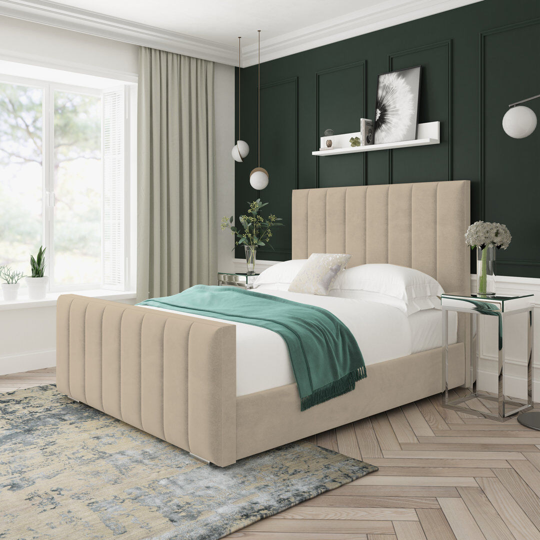 Lark Manor Upholstered Platform Bed Beige Single (3')