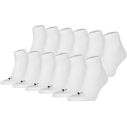 PUMA Unisex Quarter Socken, 12er Pack - Quarter Plain ECOM 12P, Logo, uni Weiß / 39-42