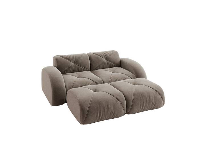 Flora Grace Sofa 204/171/76 cm in Taupe aus Chenille mit Hocker, rahmenlos, 171x76x204 cm, Wohnzimmer, Sofas & Couches, Sofas