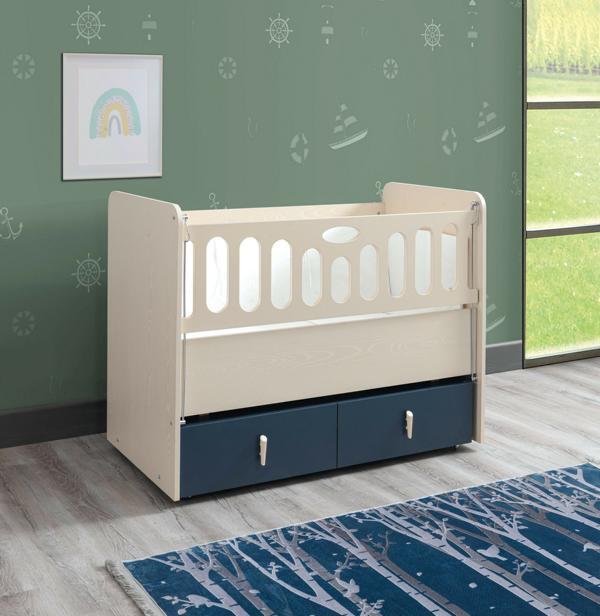 Modern Ausziehbares Kinderbett s Schlafzimmer Bett Holz Möbel Blau