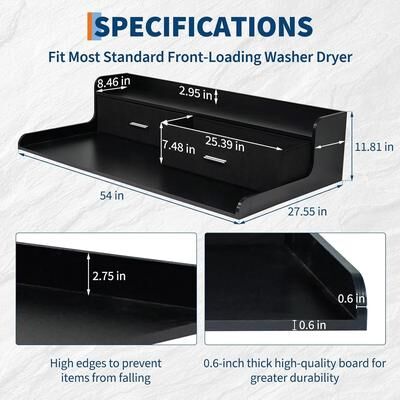 Garvee "2-Tier Washer Dryer Countertop, Wood Laundry Countertop with 2.75"" H Edge Rails, Waterproof Washer Dryer Cover"