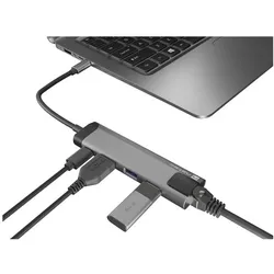 Genesis NATEC Multiport Fowler Go USB-C (USB-C, 2 Ports), Dockingstation + USB Hub, Schwarz, Grau, Silber