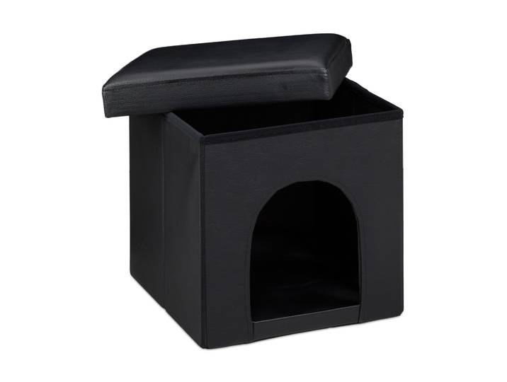 Hundebox Sitzhocker Schwarz