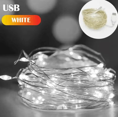 Inspire Curations 5M 10M USB Waterproof Copper Wire Fairy String Lights white 10m 100led