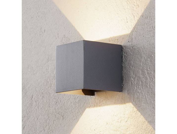 LED-wandlamp buiten Cube, alu / grijs / zink, Aluminium, Modern, LED wandlamp buiten