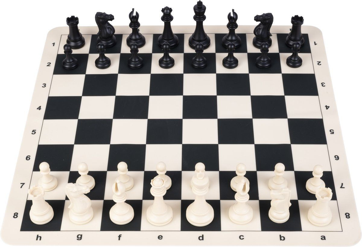 Engelhart Schaakset met oprolbaar siliconen schaakbord en reistas, 15 inch
