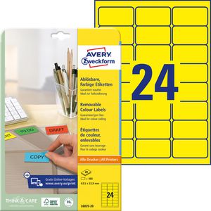 Zweckform Avery  L6035-20 Etiketten gelb 63,5x33,9, 480 Stück