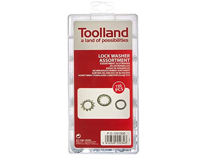 Toolland Assortiment de rondelles\, 720 pièces\, différentes tailles\, couleur nickel