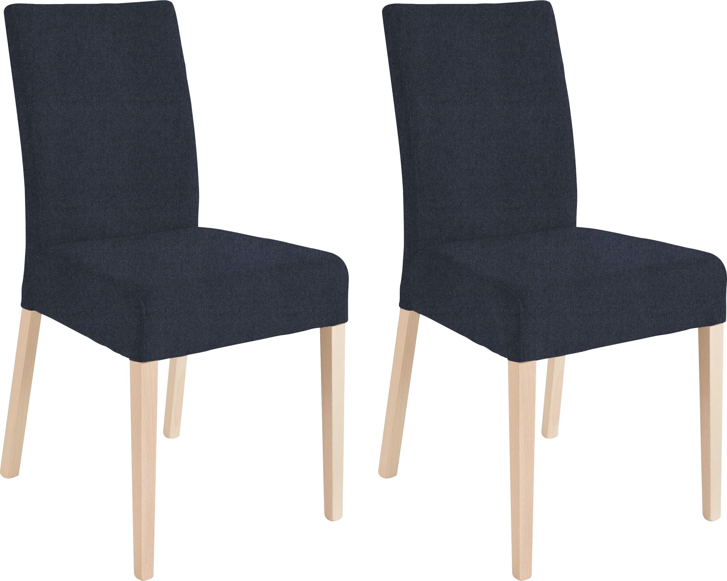 4-Fussstuhl HOME AFFAIRE "Umag", blau (dunkelblau (capulet 4010), silberfarben, dunkelblau (capulet 4010)), B:46,5cm H:94cm T:59,5cm, Massivholz, Polyester, Stühle, 4-Fussstuhl, Sitz und Rücken gepolstert dunkelblau (capulet 4010), silberfarben, dunkelbla