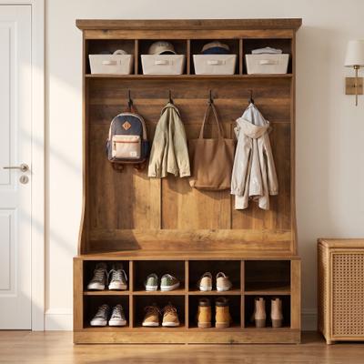 BLUEBELL "4-in-1 Farmhouse Hall Tree with Bench and Shoe Storage, 70.9"" H Tall Entryway Coat Rack with 4 Hooks, 12 Cubbies"