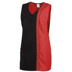 Überwurfschürze seitlichem Druckknopfverschluss schwarz/rot, Gr. I Leiber 08/2541/1002 - schwarz/weiß
