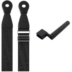 Lava Music Gitarrengurt Ideal Strap 2 Schwarz mit Saitenkurbel, Gitarre Zubehör, Schwarz