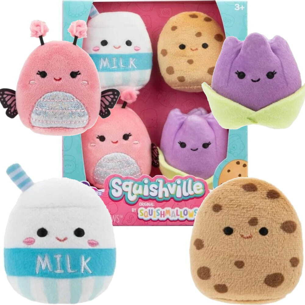 Jazwares Squishmallows Squishville Mini Pluche Figuren, set van 4